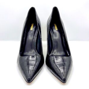 Express Black Faux Snakeskin Heels